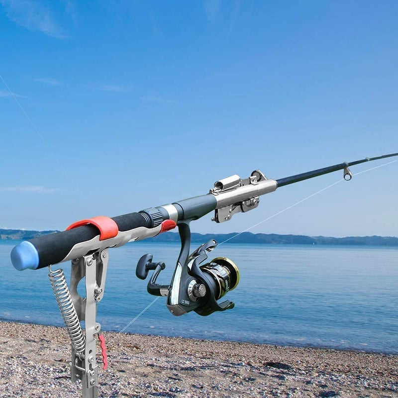 LBW Automatic Spring Fishing Rod Holder for Ground Bank Fishing Pole Holder Hook Setter Adjustable High Sensitivity Stainless Steel Spring Loaded Rod Holder for Fishing 1 Pack - Image 5